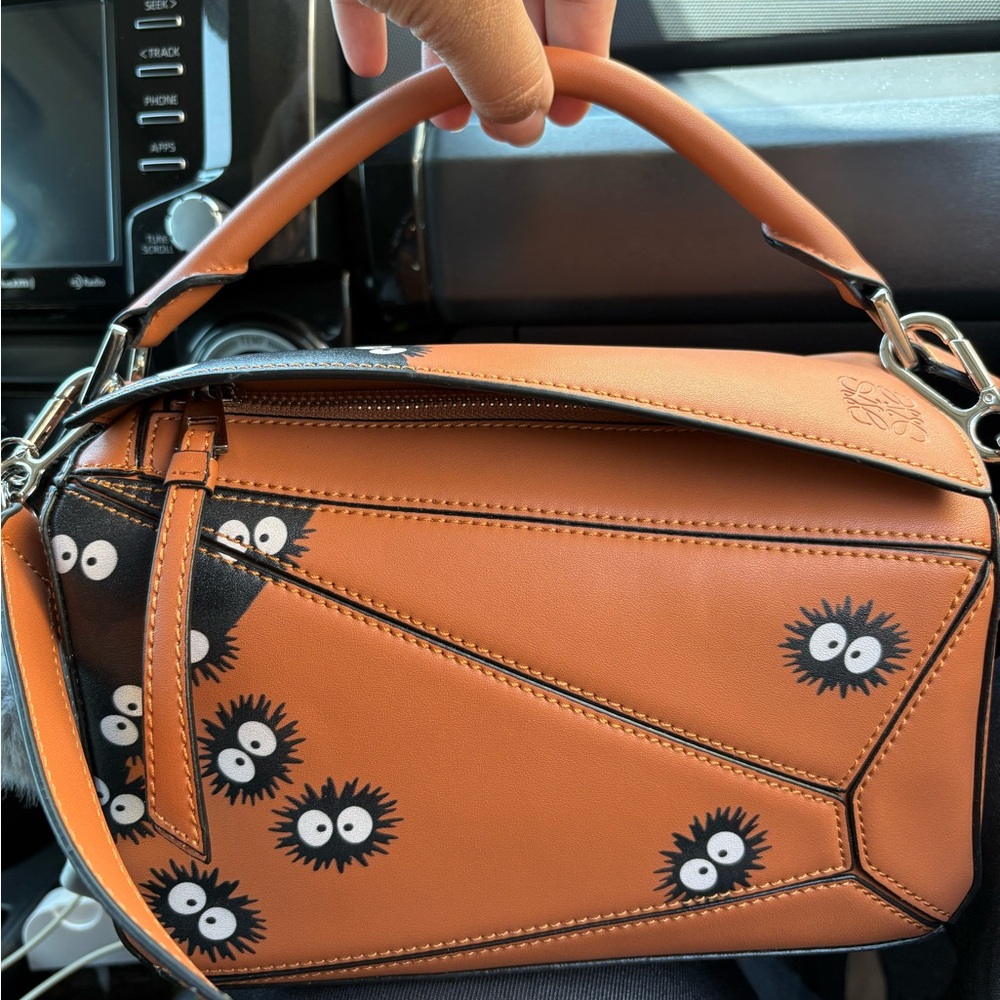 Loewe Brown Puzzle Bag with Black and White Accents